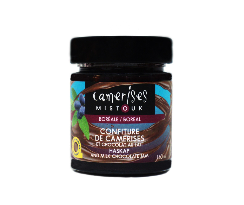 Confiture de camerises et chocolat au lait