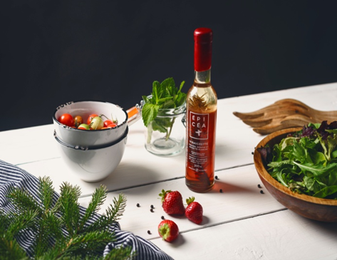 Vinaigrette fraises, menthe et épinette blanche